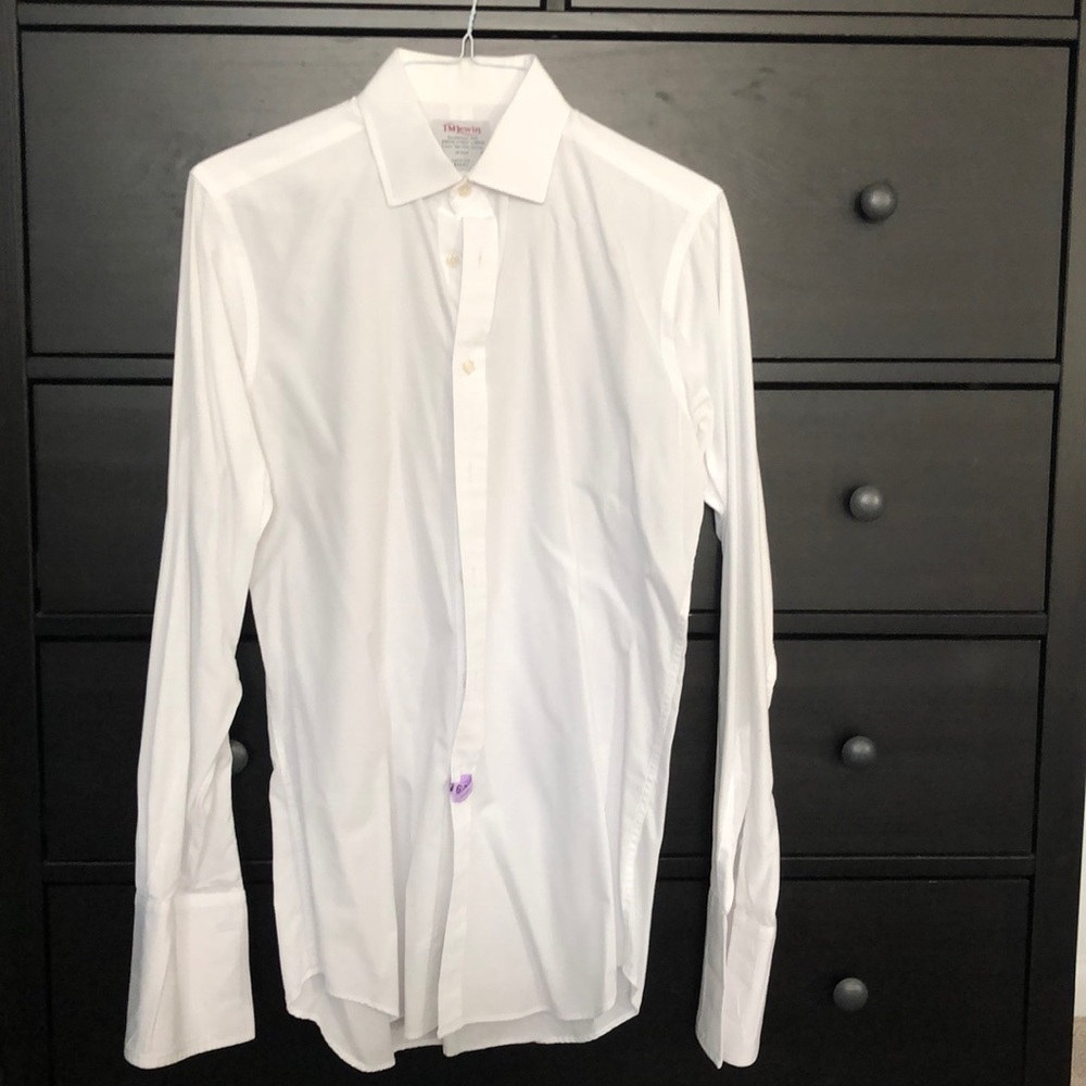 TM Lewin men dress white cotton shirt double cuff - Picture 5 of 6